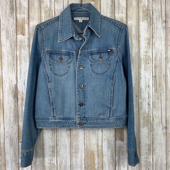 TOMMY HILFIGER Vintage Light Blue Denim Jean Button Jacket M Medium VTG - Picture 5 of 8